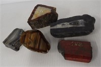 (5) Various styled polished stones. Largest