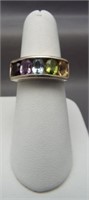 .925 Sterling silver ring set with multicolor