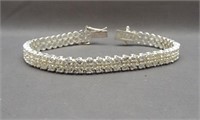 .925 Sterling tennis bracelet with double row of