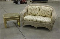 Rattan Love Seat and End Table