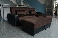 NEW Leisure Sofa Bed and Ottoman, Dark Brown YB220
