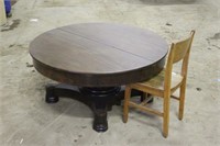 Wooden 48" Round Table with (1) Chair