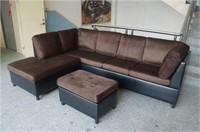 NEW Leisure Sofa Set and Ottoman, Dark Brown F7353