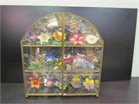 Exquisite Display Case, Flowers, Butterflies