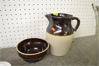 Crock Pitcher & Bowl