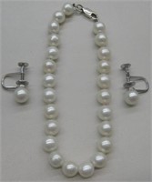 Vintage Sterling Silver Bracelet & Earrings