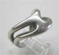 .925 Silver Stamped Swirl Design Ring