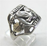 .925 Silver Freedom USA Ring Stamped DD