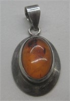 Southwest Sterling Silver Amber Pendant