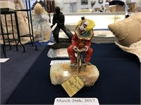 RON LEE ENAMALED AND GILDED SCULPTURE OF A CLOWN