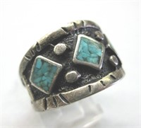 Sterling Silver & Turquoise Men's Ring