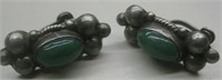 Vintage Mexican S/S Green Onyx Earrings