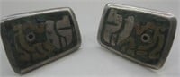 Large Vintage Sterling Silver Mexican Earrings