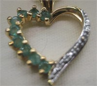 Diamond & Emerald Heart Necklace in case