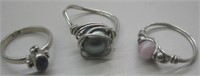 3 Sterling Silver Hand Made Rings