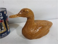 Canard en bois fait à la main Sculpture Caron