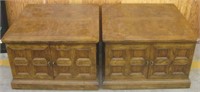 Pair Of 2 Door Wood Side Tables - 28" x 28" Tops