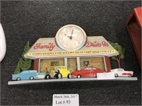 RESIN "FAMILY DRIVE- IN" WALL CLOCK
