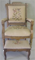 East Lake Victorian Walnut Chair & Footstool