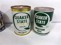 2 anciens contenants d'huile Quaker State