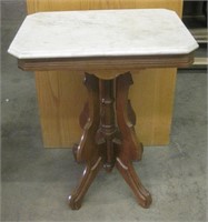 Victorian East Lake Walnut Marble Top Table