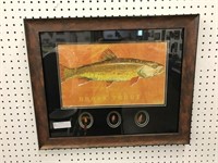 "BROOK TROUT" FRAMED VIBRANT PRINT WITH THREE FLY