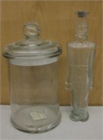 Lidded Glass Jar & Decorative Glass Decanter