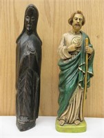 Two Religious Figurines - Wood & Resin