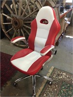 WHITE & RED LEATHER OFFICE CHAIR