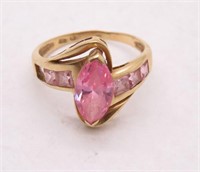 10K Pink Cubic Zirconia Ring