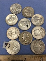 Choice on 2 (96-97): lots of 10 silver quarters