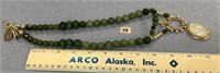 Approx. 26" jade bead necklace with moonstone pend