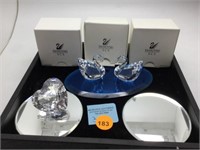 SWAROVSKI CRYSTAL LOT - 2 SWANS, HEART WITH BOXES