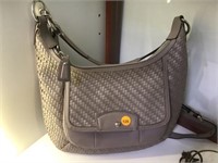 COACH WOVEN LEATHER TAUPE HOBO BAG WITH STRAP - SE