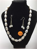 2 PC - PEARL NECKLACE & EARRING SET WITH BOX