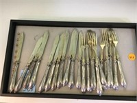 TRAY OF STERLING SILVER KNIVES & FORKS