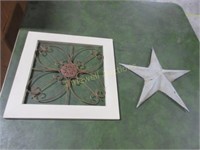 Tin Star, Wrought Iron  Wood Art