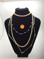3 PC STERLING SILVER & PEARL NECKLACES