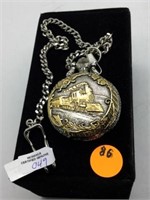 RAILROAD COVER POCKET WATCH WITH FOB