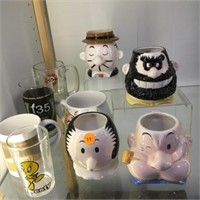 9 PC CHARACTER CUPS, GLASSES & MUGS - LOCAL PICK-U