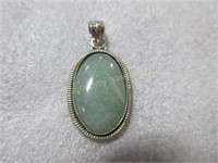 Sterling & Green Coloured Stone Pendant