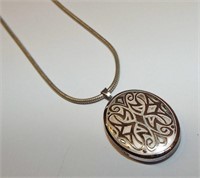 Sterling Silver Locket Pendant And Chain