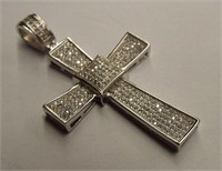 Sterling Silver Cross Pendant With Clear Stones