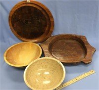 Lot of assorted wood bowls and trays 1 Texas ware