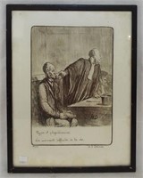 Daumier Print, In The Courtroom