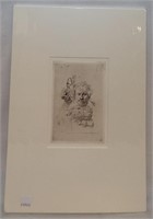 Rembrandt Print, Study With Heads