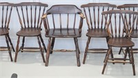 6 Spindle Solid Wood Chairs Lot