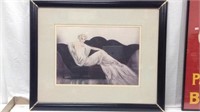 Beautiful Framed Picture Of Woman Lounging - 9A