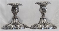 Antique Pair Silverplate Candlestick Holders