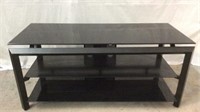 Black Lacquer 3-Tier Glass Top TV Stand - 8B